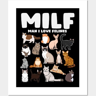 MILF Man I Love Felines Vintage Cat Lover Posters and Art